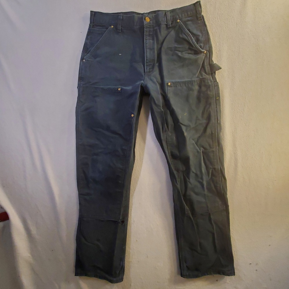 Vintage Carhartt Double Knee Pants 34x31 Black B01 BLK Faded Distressed Dungaree